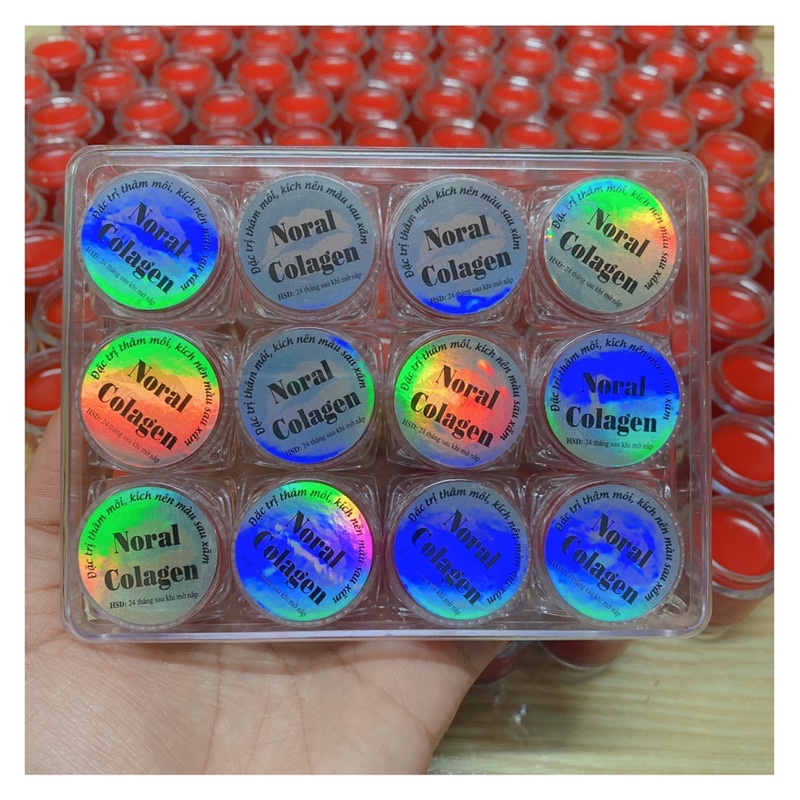 Son Dưỡng Môi Kích Nên Màu Sau Phun Xăm 1 vỉ 12 hũ trắng trong