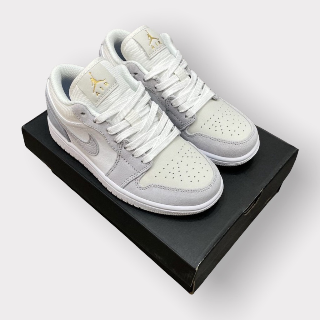 Giày Jordan Trắng xanh da lộn, giày sneaker giá rẻ, đầy đủ full box