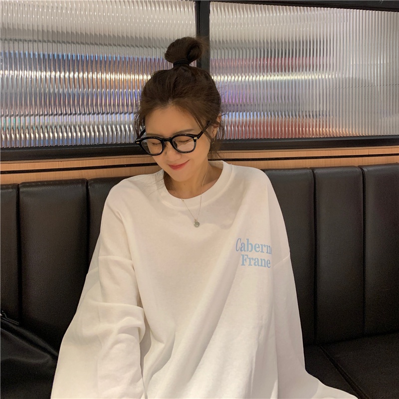 SUXI Áo Nỉ Tay Dài In Chữ Trẻ Trung Thời Trang Nữ