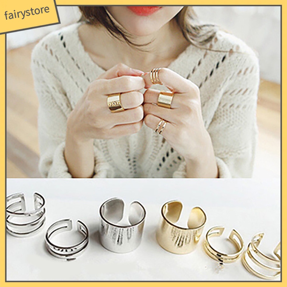 Bộ 3 nhẫn đeo đốt ngón tay kiểu dáng thời trang cho nữ