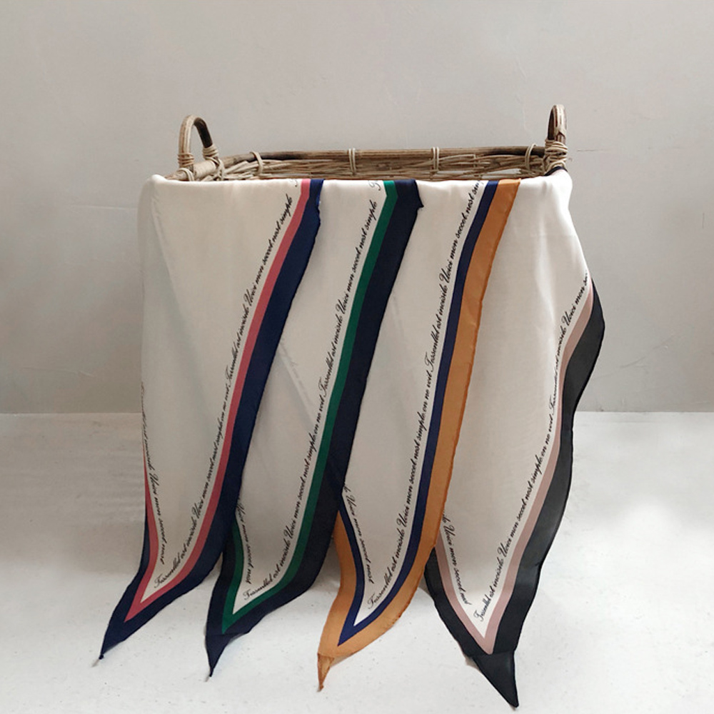 Khăn quàng cổ chất satin có thể dùng buộc túi / buộc tóc đa năng dáng dài in họa tiết thời trang cho nữ