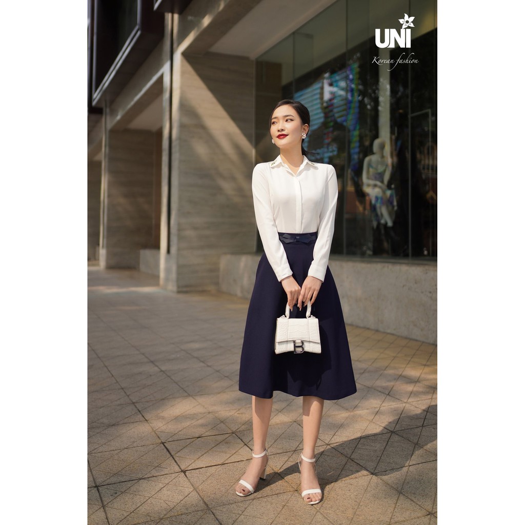 Áo Sơ Mi Trắng Công Sở Nữ Cổ Đức Ngắn Tay Hàng Hiệu 2A540CD- UNI KOREAN FASHION