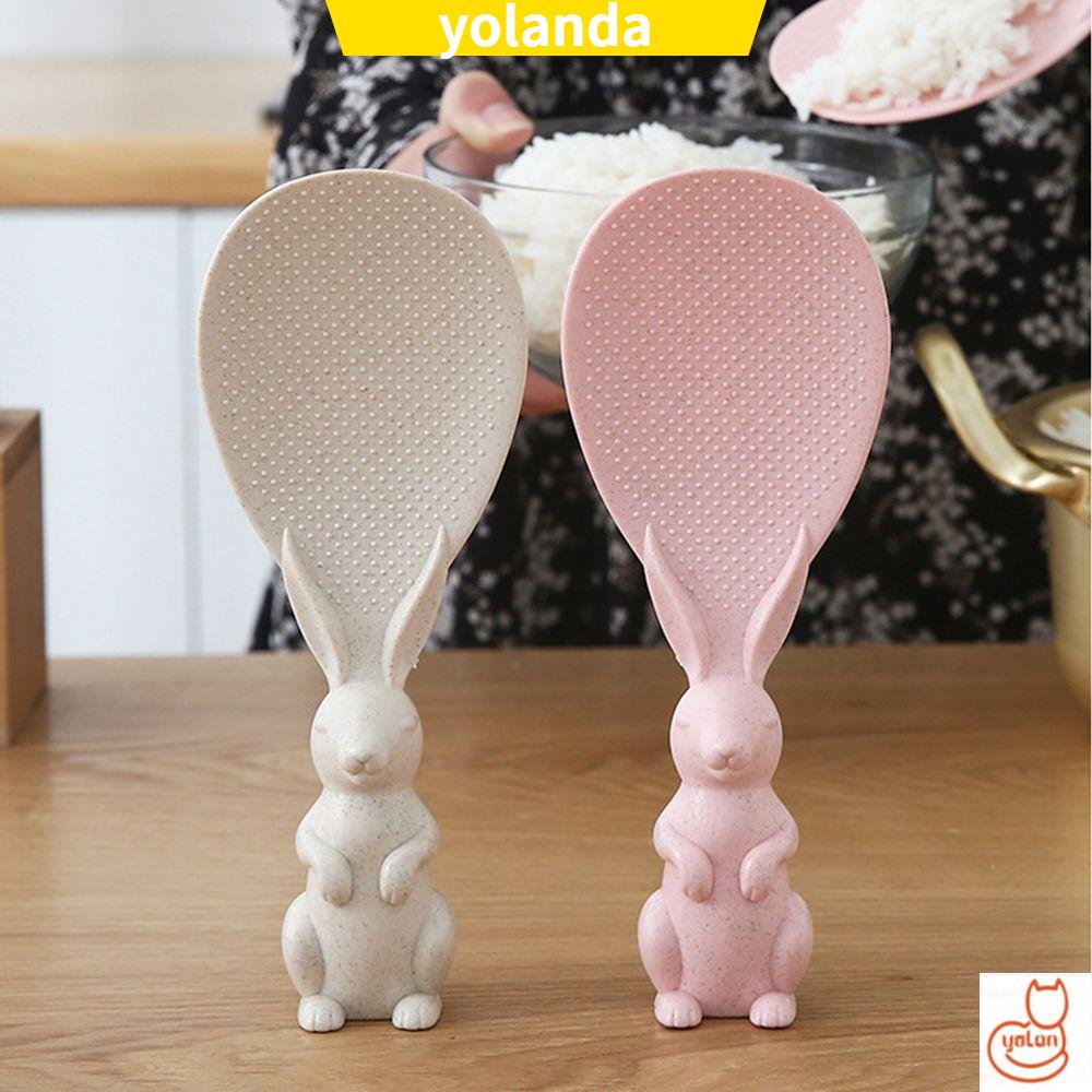 Muỗng xới cơm bằng nhựa rơm chống dính hình thỏ đáng yêu nhiều màu sắc