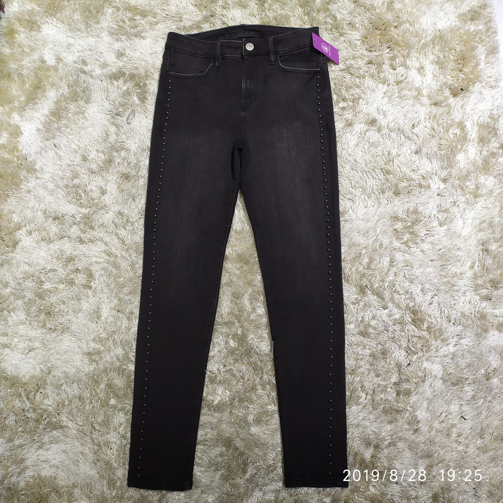 BIGSIZE Quần jean skinny đen đính đá ảnh thật [AMERICAN EAGLE]