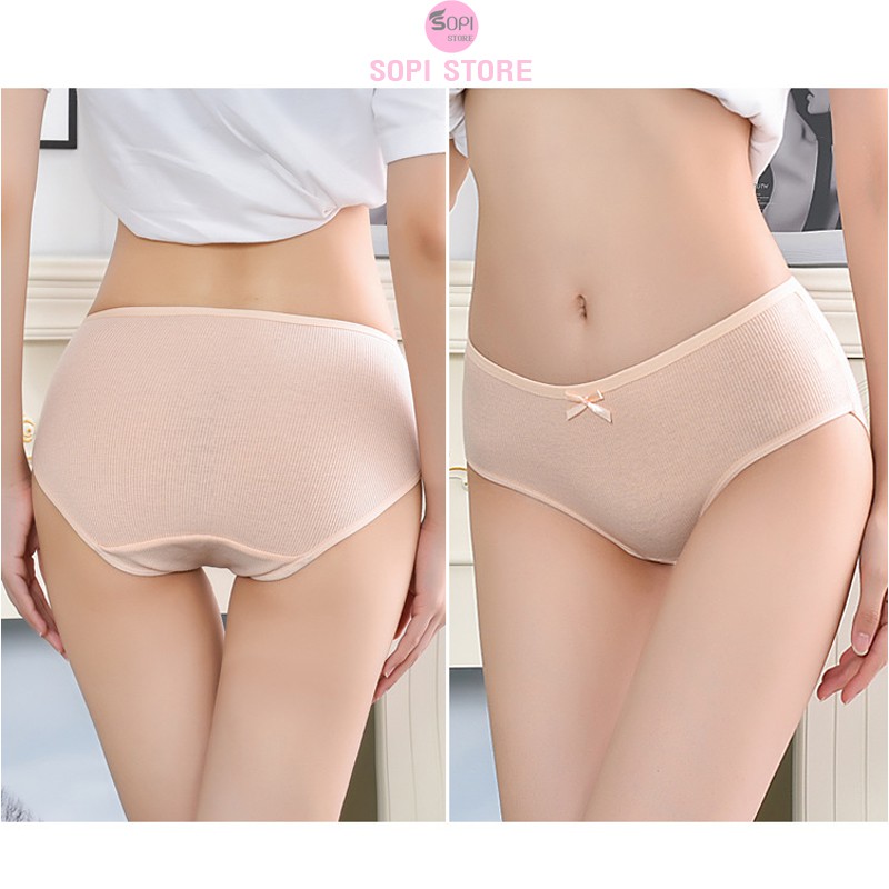 Quần lót nữ cotton cao cấp kẻ sọc một màu, quần lót cotton kháng khuẩn mỏng nhẹ thoáng khí QLH79 - Sopi Store | BigBuy360 - bigbuy360.vn