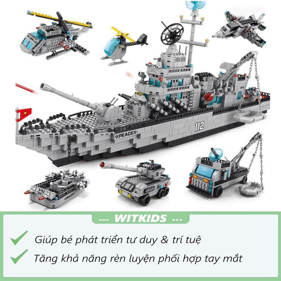 Bộ Đồ Chơi Lego Tàu Chiến Hạm 1560 PCS / Lắp Ghép Mô Hình Máy Bay Chiến Đấu WITKIDS