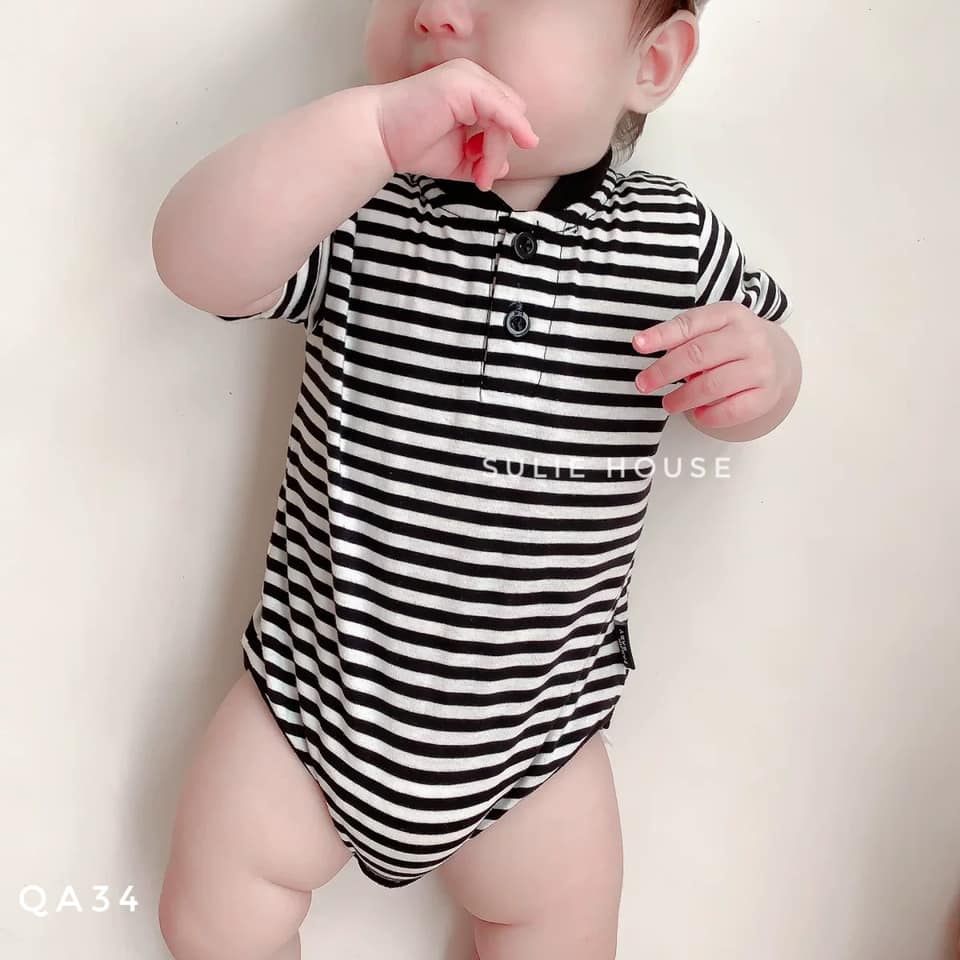 Body kẻ cộc tay dáng sơ mi - QA34