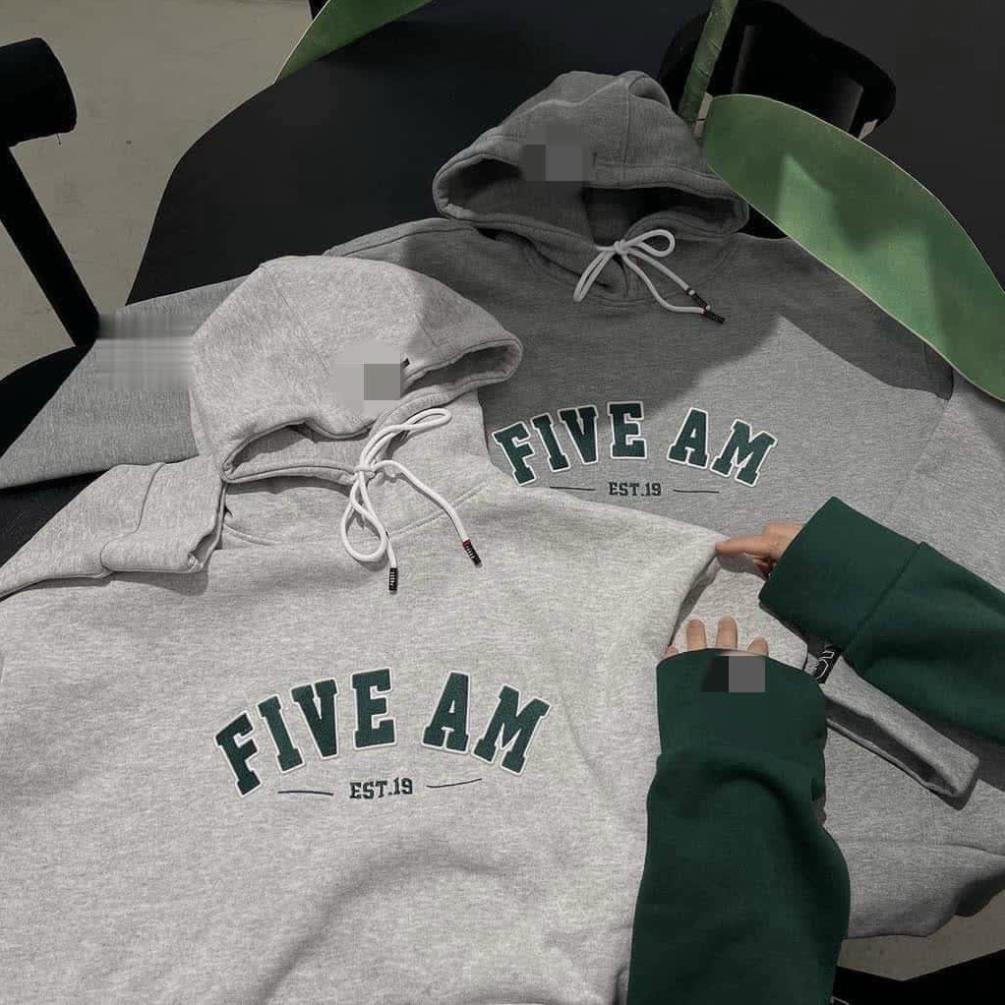 Áo Hoodie FIVE AM, Áo Khoác Nam Nữ Nón 2 Lớp Vải Nỉ Dày Dặn Che Nắng Chống Lạnh Cực Hot