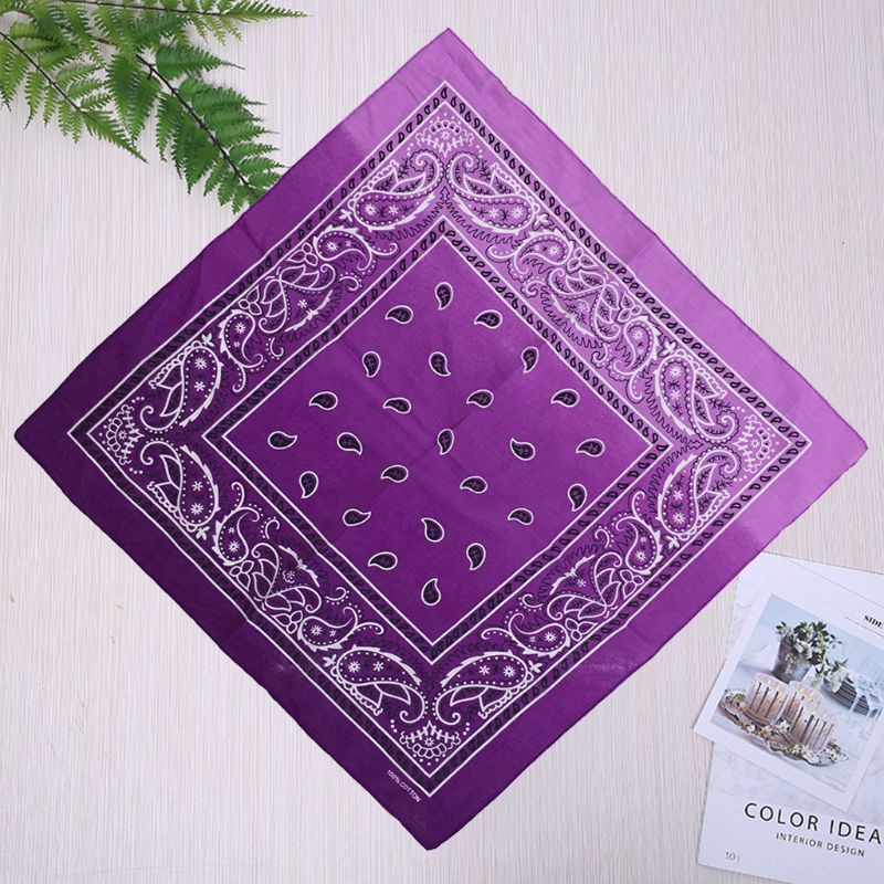 Khăn Vuông Cotton 55x55CM Họa Tiết Hoa Màu Gradient Phong Cách Bohemian