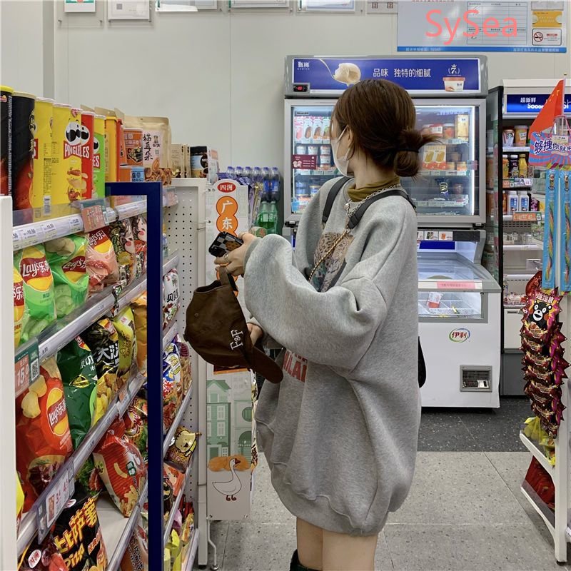 Áo Nỉ In Họa Tiết Hoạt Hình Phong Cách Retro Hàn Quốc