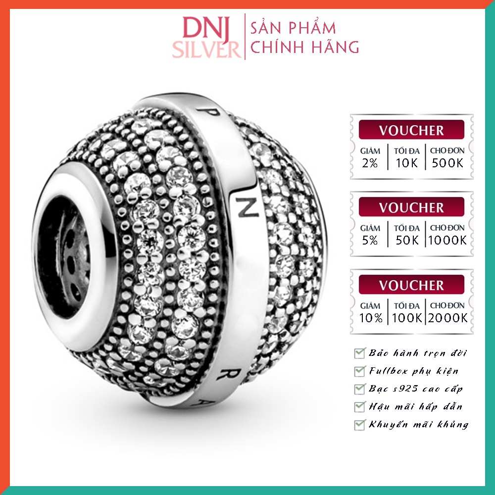 [Hàng cao cấp] Charm bạc 925 cao cấp, hàng chuẩn bạc - Charm Pave &amp; Logo thích hợp để mix vòng tay charm - DN084
