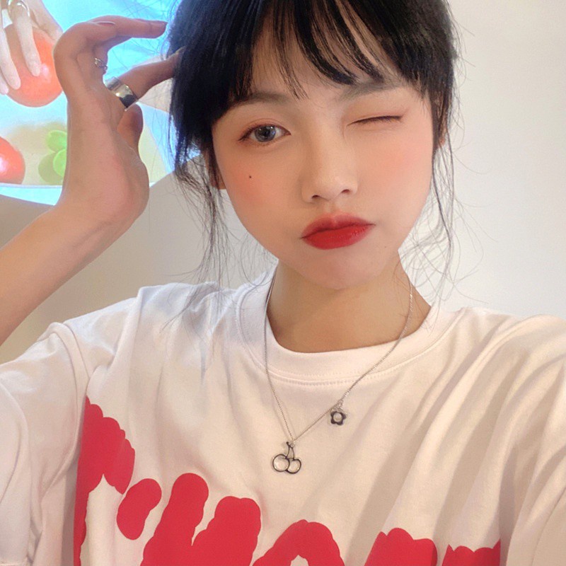 Dây chuyền mặt hình quả cherry phong cách hip hop thời trang đơn giản 191152