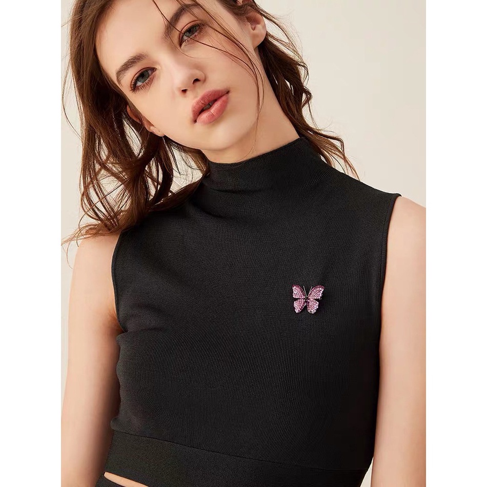 Ghim cài áo hình chú bướm đính kim cương dễ thương cho nữ