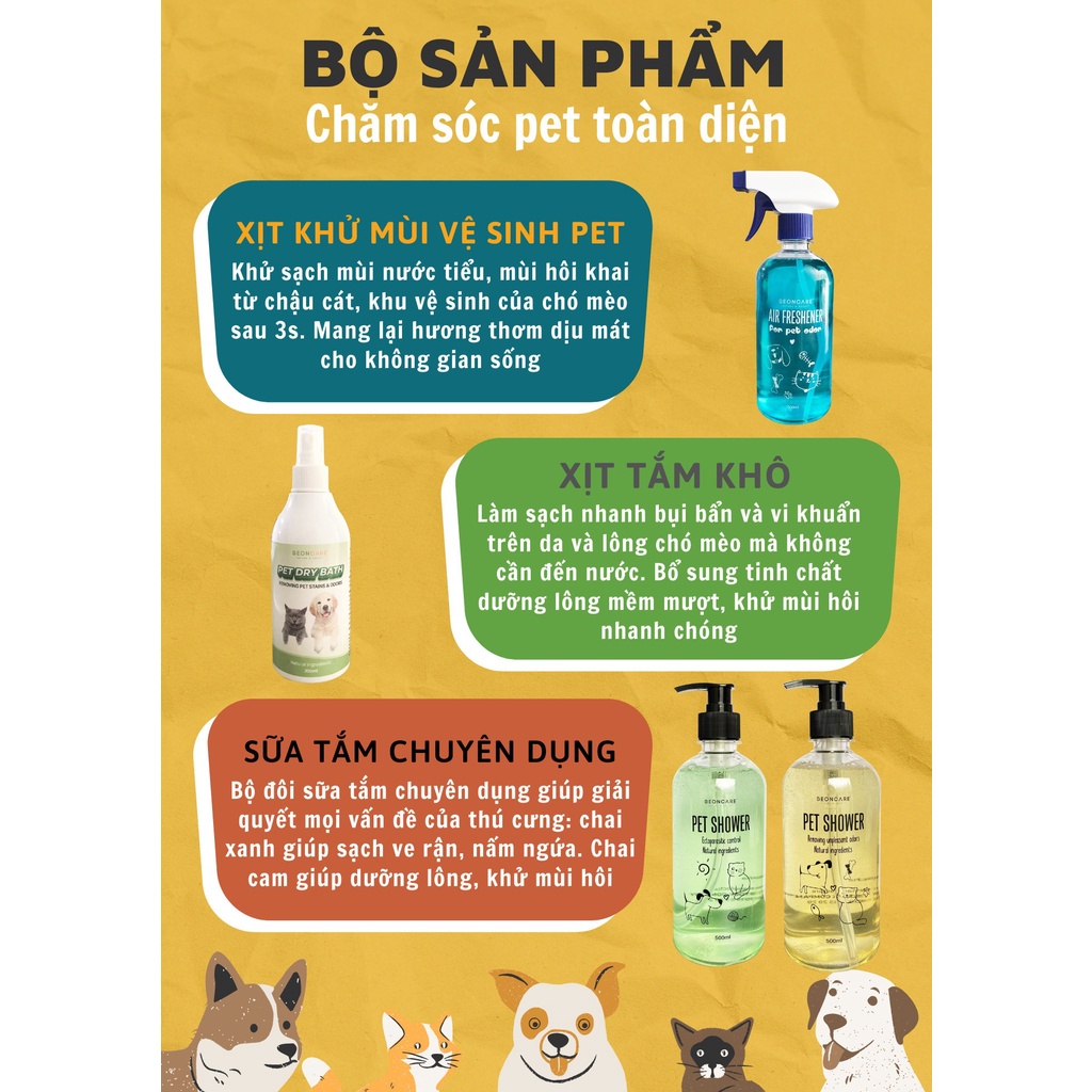 Xịt khử mùi nước tiểu chó mèo, khử mùi chậu cát, khử mùi khay vệ sinh, khử mùi vệ sinh cho pet, Beoncare Holapets