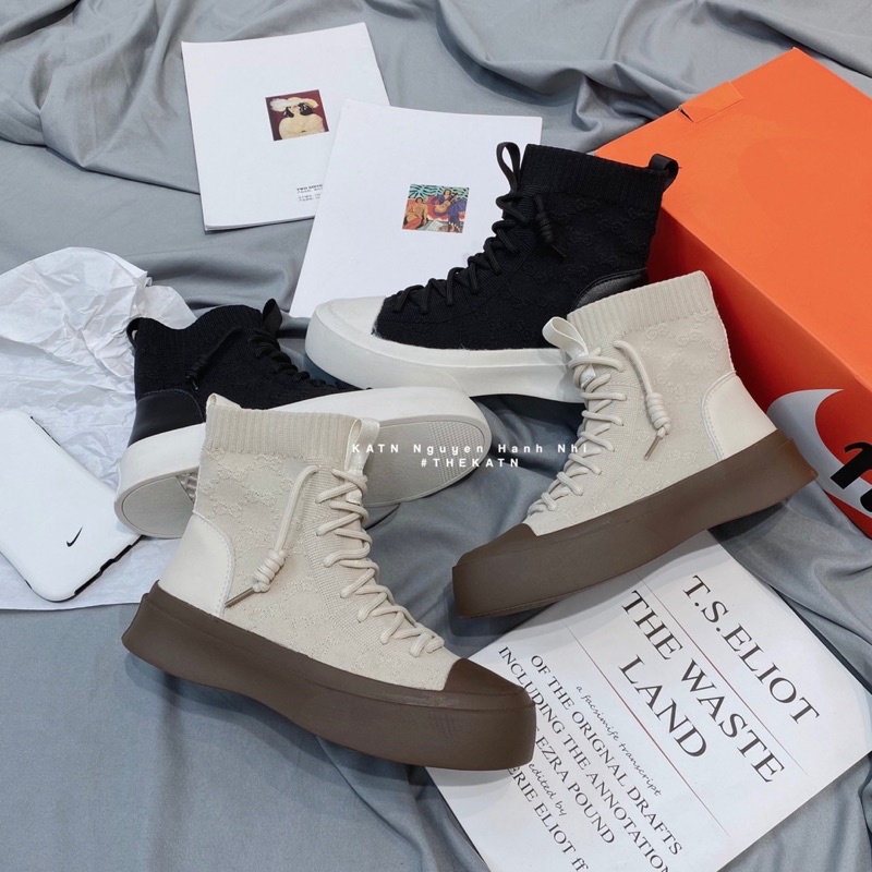 Giày thể thao len chun gucci phối mũi