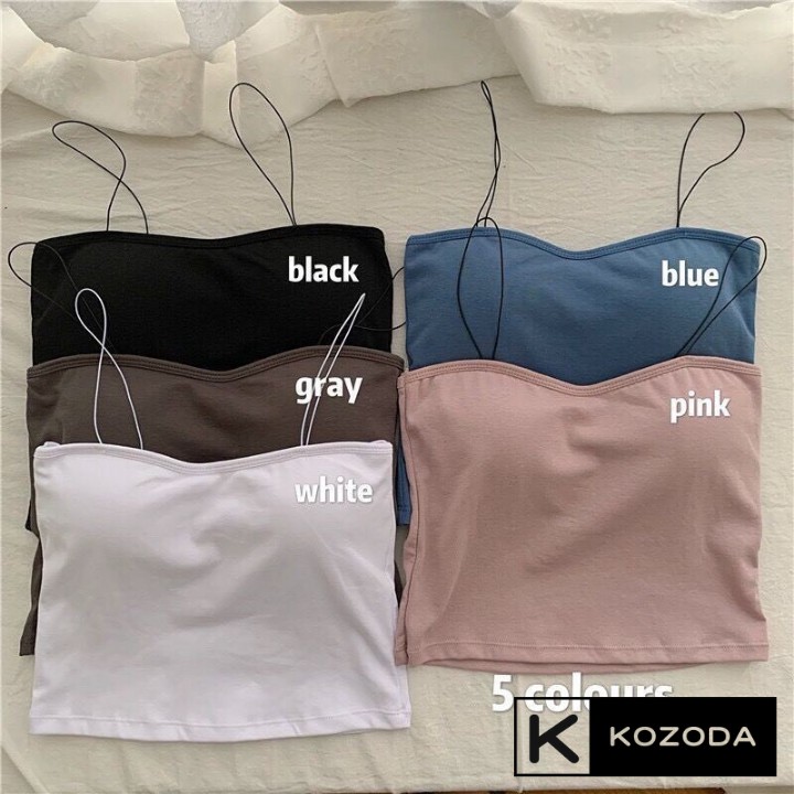 Áo 2 dây croptop nữ, Áo hai dây sợi bún có đệm nâng ngực Kozoda AK1a | BigBuy360 - bigbuy360.vn