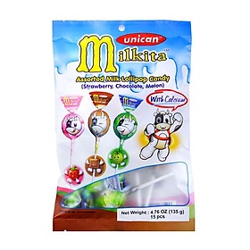 Kẹo Mút Sữa Đặc Mikita Gói Lớn 50 Que. Đủ VỊ : Dưa Gang, Socola, Dâu, Sữa. 450GR, 135GR