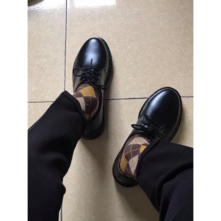 DR1461 VNXK, da bò đế cao su đúc, giày da nam phối quần jean âu kaki