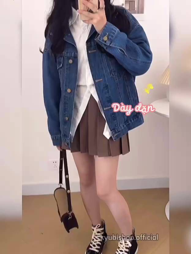 Áo khoác jean nữ ulzzang form rộng có túi trong tiện dụng [Nhiều Size] - Kyubi Jean Jacket AKJ28 kể | BigBuy360 - bigbuy360.vn