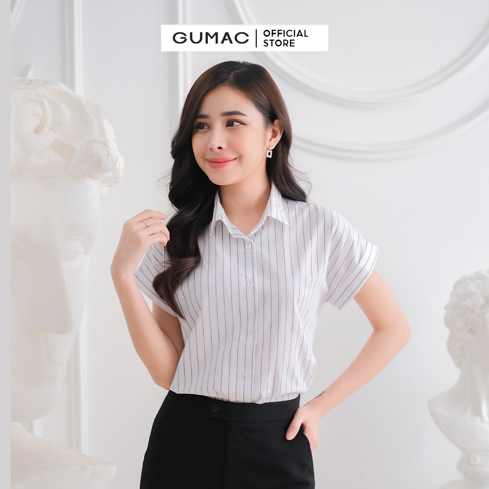 [Mã WABRGUM giảm 10% tối đa 30K đơn 99K] Áo sơ mi công sở nữ tay ngắn thời trang GUMAC chất liệu Linen cao cấp AC03068