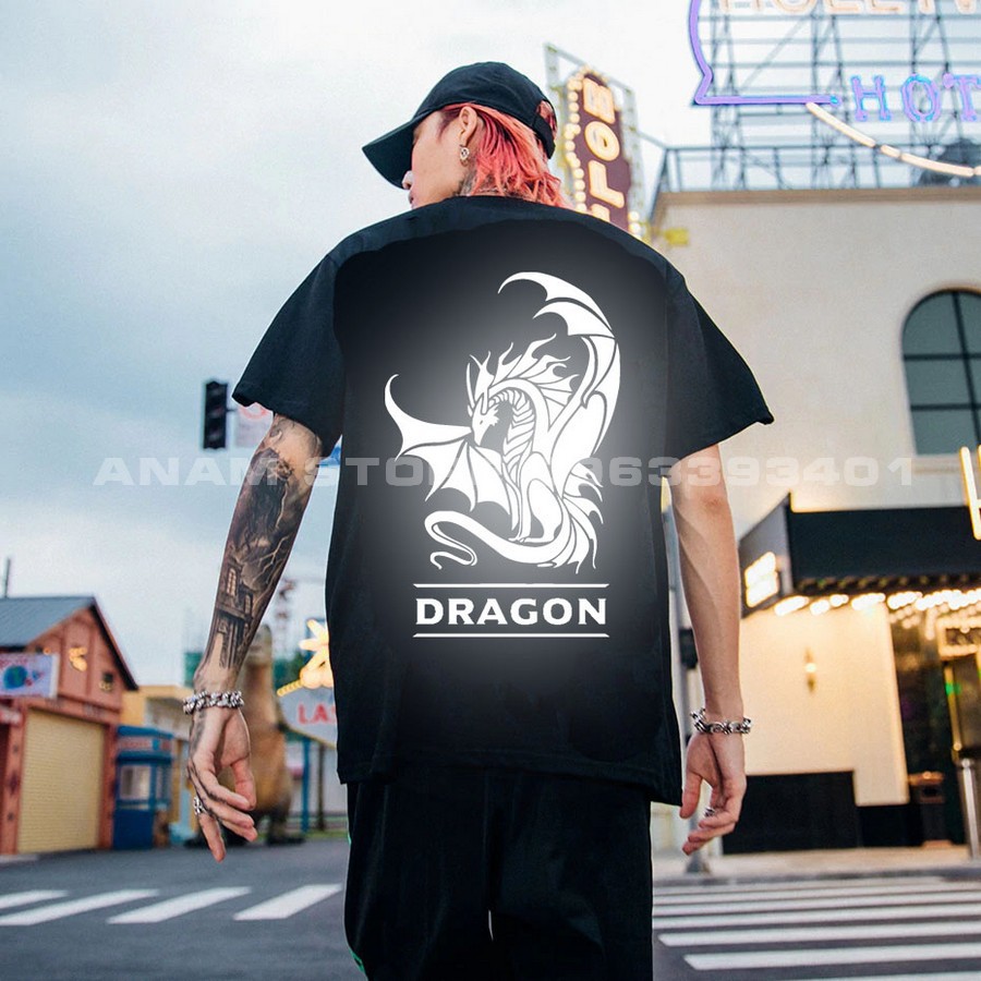 Áo thun Phản Quang Tay Lỡ Nam Nữ Rồng Bạc