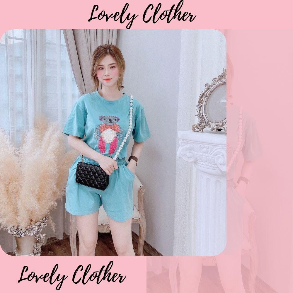[HCM] Set bộ nữ, set đùi áo thun from rộng 60kg hoạ tiết teen chất cotton co dãn mịn mát SKUS-107