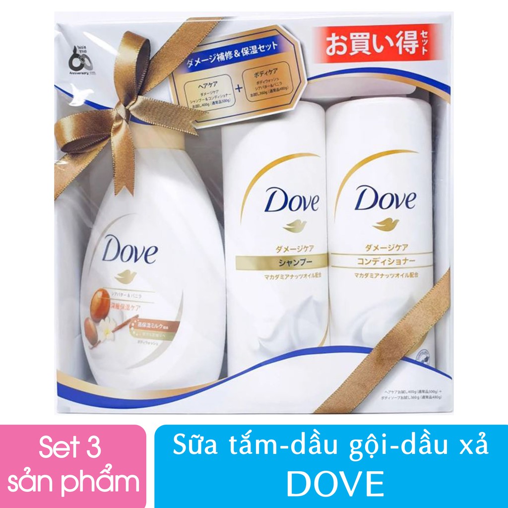 Set sữa tắm, dầu gội, dầu xả DOVE nhập khẩu