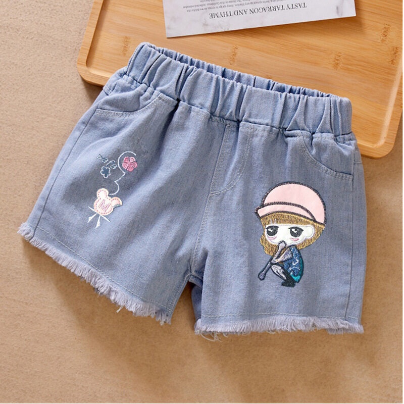 Quần Short Denim Họa Tiết Hoạt Hình Cho Bé 5-12 Tuổi