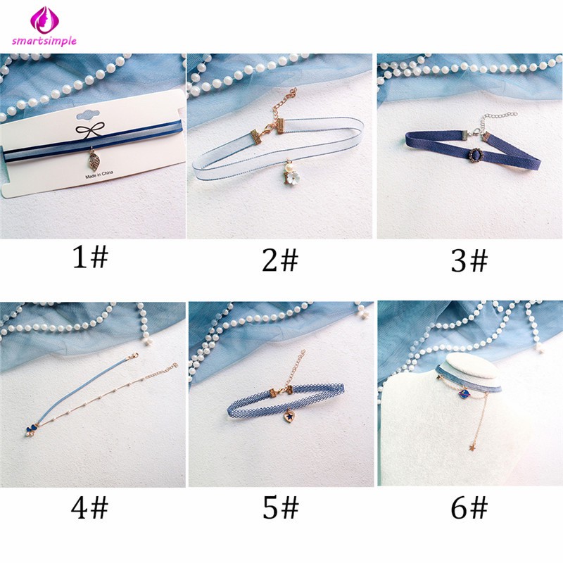 SS Fashion Charm Unique Blue Series Planet Pendant Necklace Short Clavicle Chain Women Jewelry Gift