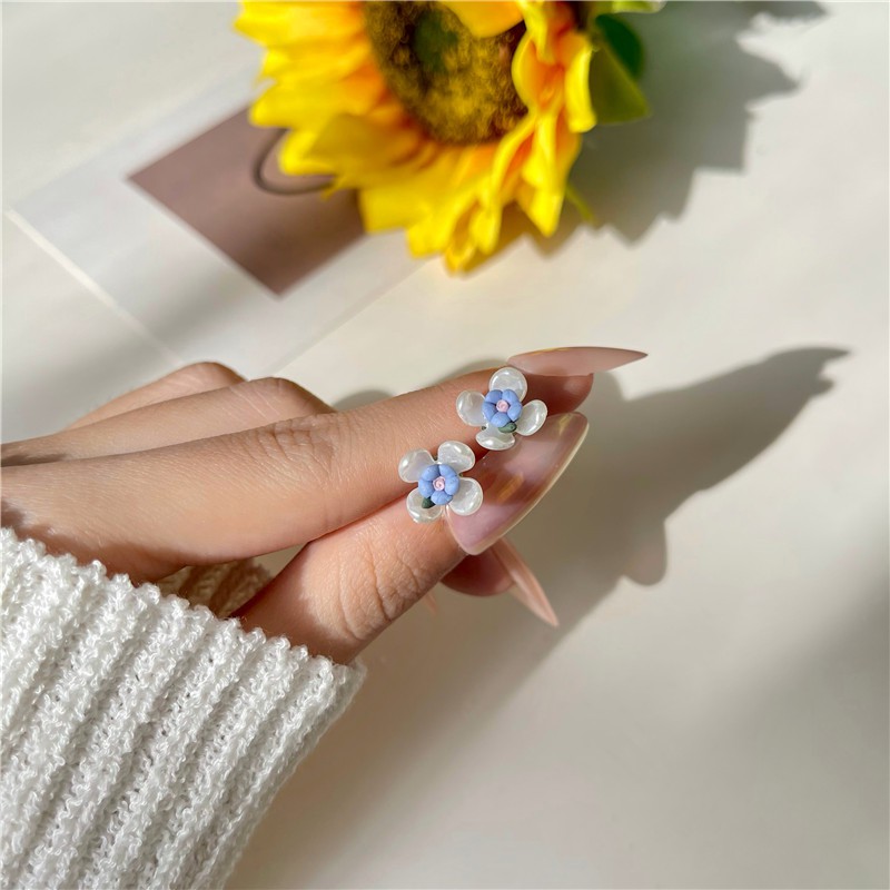 S925 Khuyên tai hoa trà cách điệu bông tai nữ phong cách Paris cocochang Shop