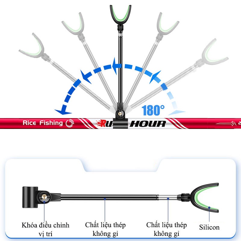 Gác Cần Câu Đài, Chống Cần Câu Đài Carbon Rice Fishing cao cấp có thể thu gọn KK-34