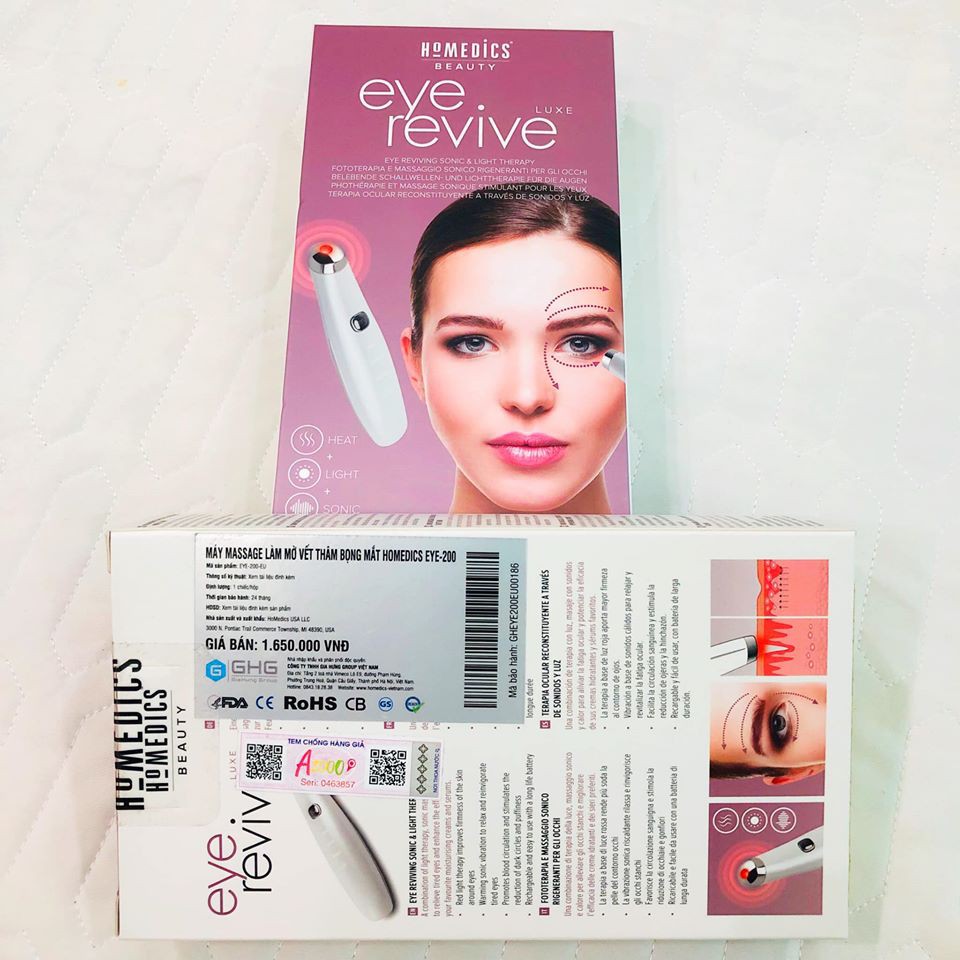 Máy massage làm mờ vết thâm bọng mắt HoMedics Eye Revive Luxe EYE-200-EU