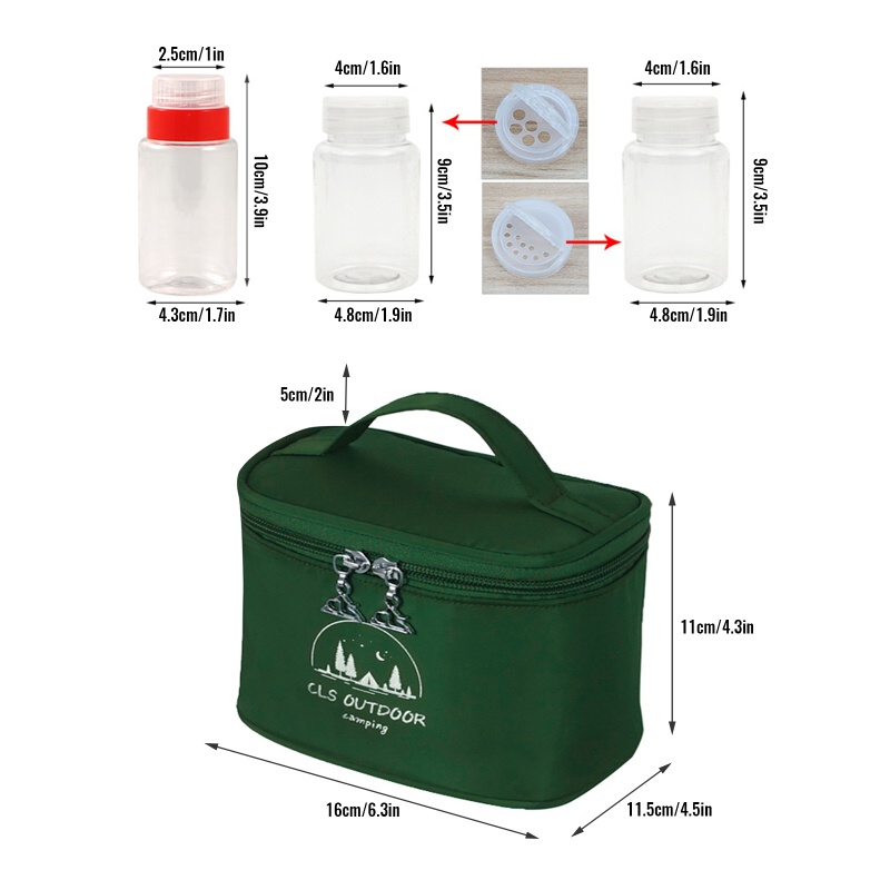 Bộ 6 Lọ Đựng Gia Vị Có Nắp Xoay Tiện Dụng Mang Theo Du Lịch