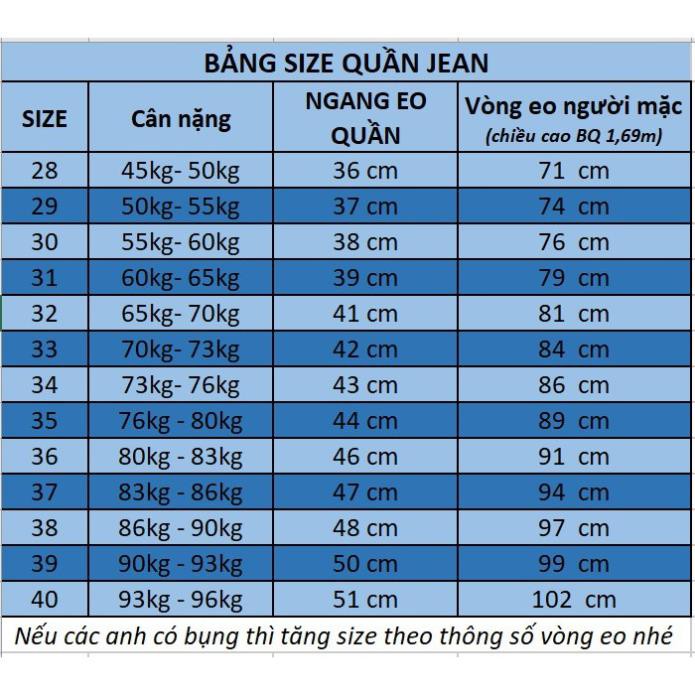 Quần jean nam size từ 45kg đến BIG SIZE 100kg - quần bò nam cao cấp - NH Shop đẹp