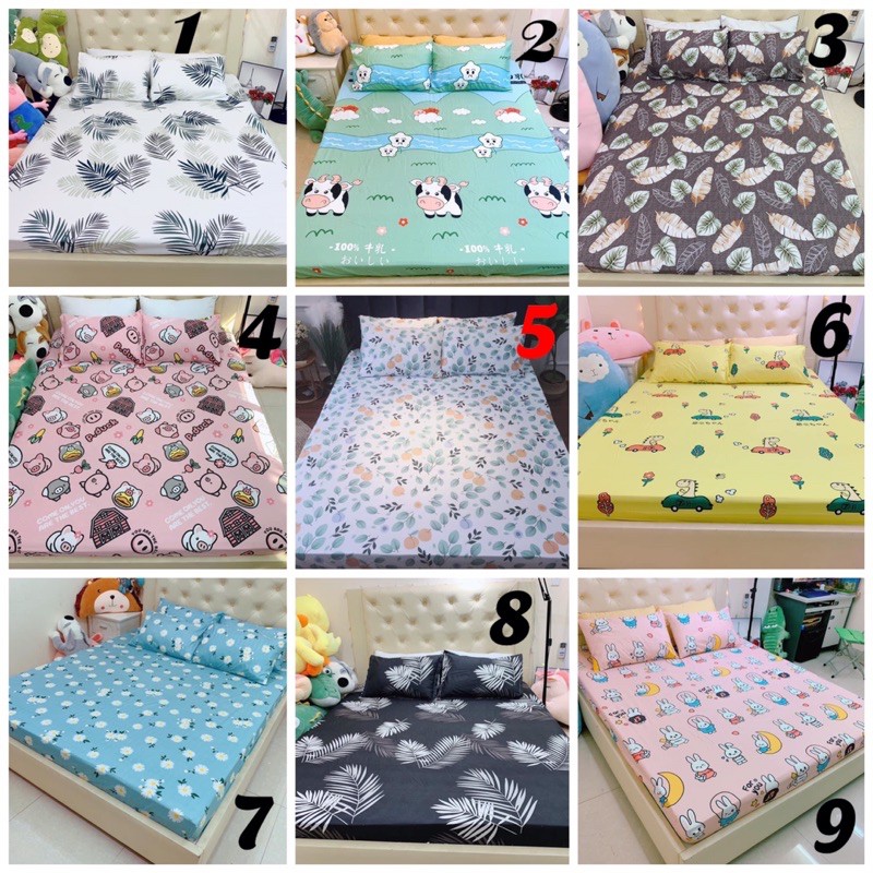 Ga Gối Trải Giường Cotton Poly Nhập Khẩu, Ga Nệm Drap Giường Đủ Size Đủ Màu