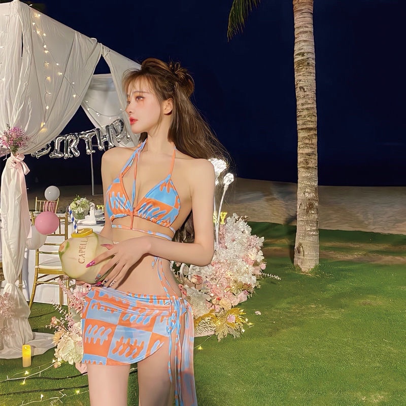 Set bikini 3 mảnh sexxy hoạ tiết phong cách Hàn Quốc M24