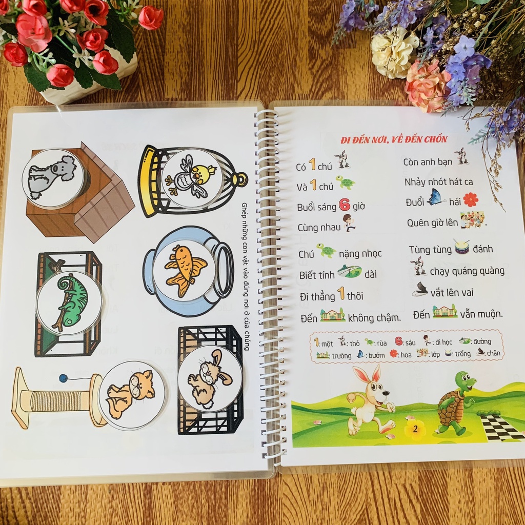 Bộ Học Liệu Bóc Dán Montessori 2in1 Giúp Bé Phát Triển Quan Sát, Tập Đọc, Tập Nói