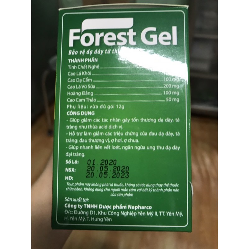 Forest Gel Giúp Giảm Đau Trào Ngược Dạ Dày Làm Lành Vết Thương Hộp 20 Gói 12g
