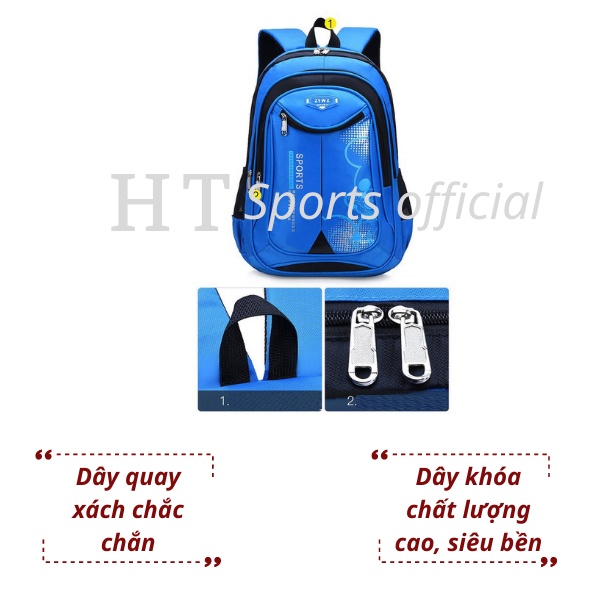 Balo học sinh cao cấp HT Sports đi học nhiều ngăn siêu đẹp nhẹ chống gù chống thấm