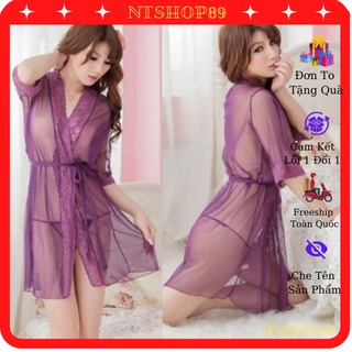 Bộ Ngủ,Áo choàng Ngủ ren Quyến Rũ (Tặng kèm quần chip Lọt Khe )
