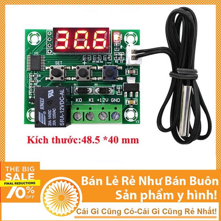 Mạch cảm biến kiểm soát nhiệt độ W1209 Relay 12VDC chế máy ấp trứng gà trứng vịt trứng chim đa năng