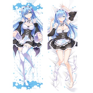 Vỏ gối ôm in hình nhân vật anime re: zero kara hajimeru isekai seikatsu rem ram 50 * 150cm