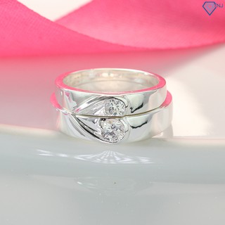 Nhẫn đôi tình nhân, nhẫn cặp bạc 925 đẹp trái tim ghép khắc tên theo yêu cầu ND0187 - Trang Sức TNJ