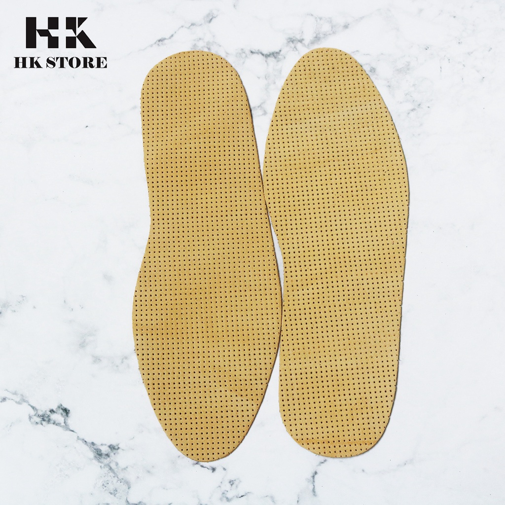Lót da bò thật 100% 💖 HK.STORE 💖 lót da thật đục lỗ thông thoáng hồ môi chân.