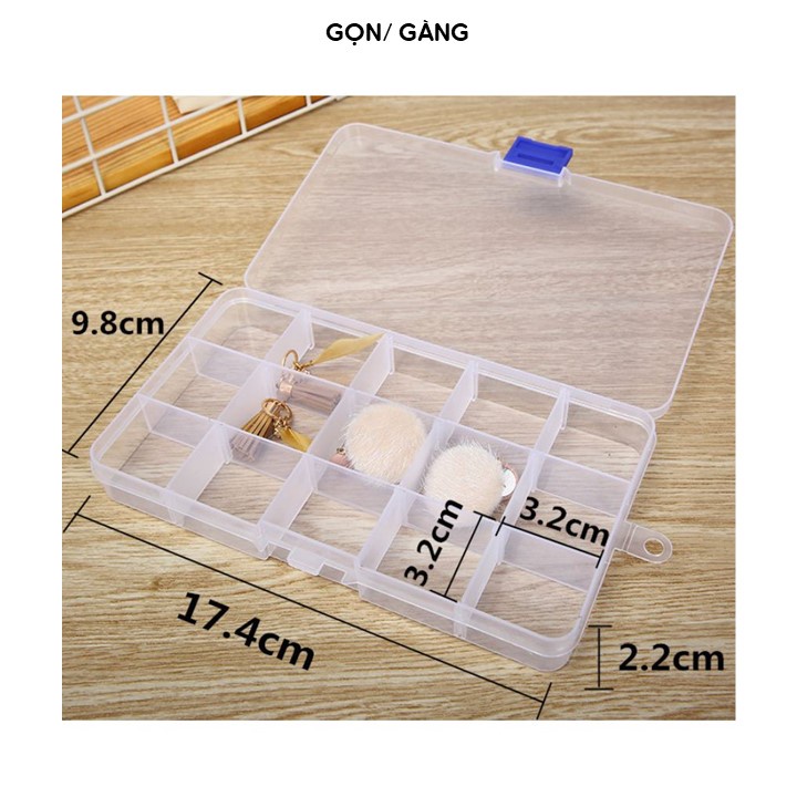 Hộp nhựa nhiều ngăn tháo rời 15 10 ngăn đựng trang sức phụ kiện linh kiện điện tử đồ làm nail đính đá Gọn Gàng