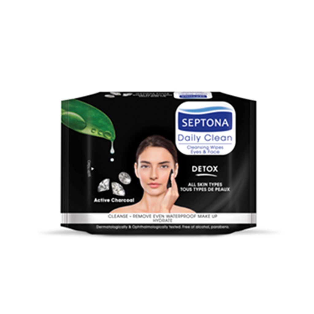 Khăn ướt tẩy trang hằng ngày than hoạt tính Septona 20 tờ