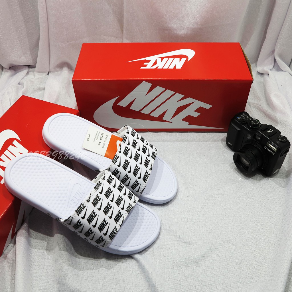 [Hộp Nike] Dép Nike Nk quai ngang nam nữ đầy đủ tem, mác, lót dày, tem size in nhiệt trong lót, tặng hộp hãng.