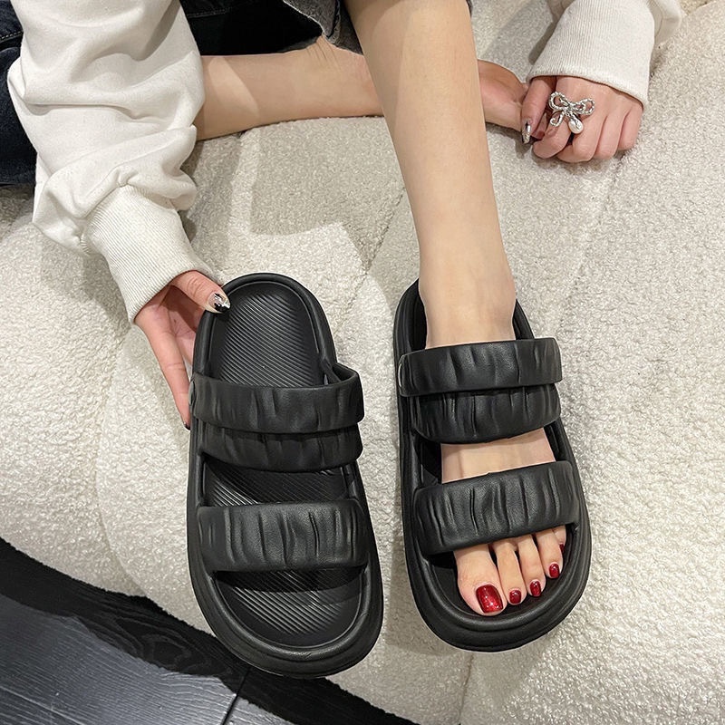 Sandal Nữ Bánh Mỳ Nhún Siêu Nhẹ 2 Màu Quai Ngang