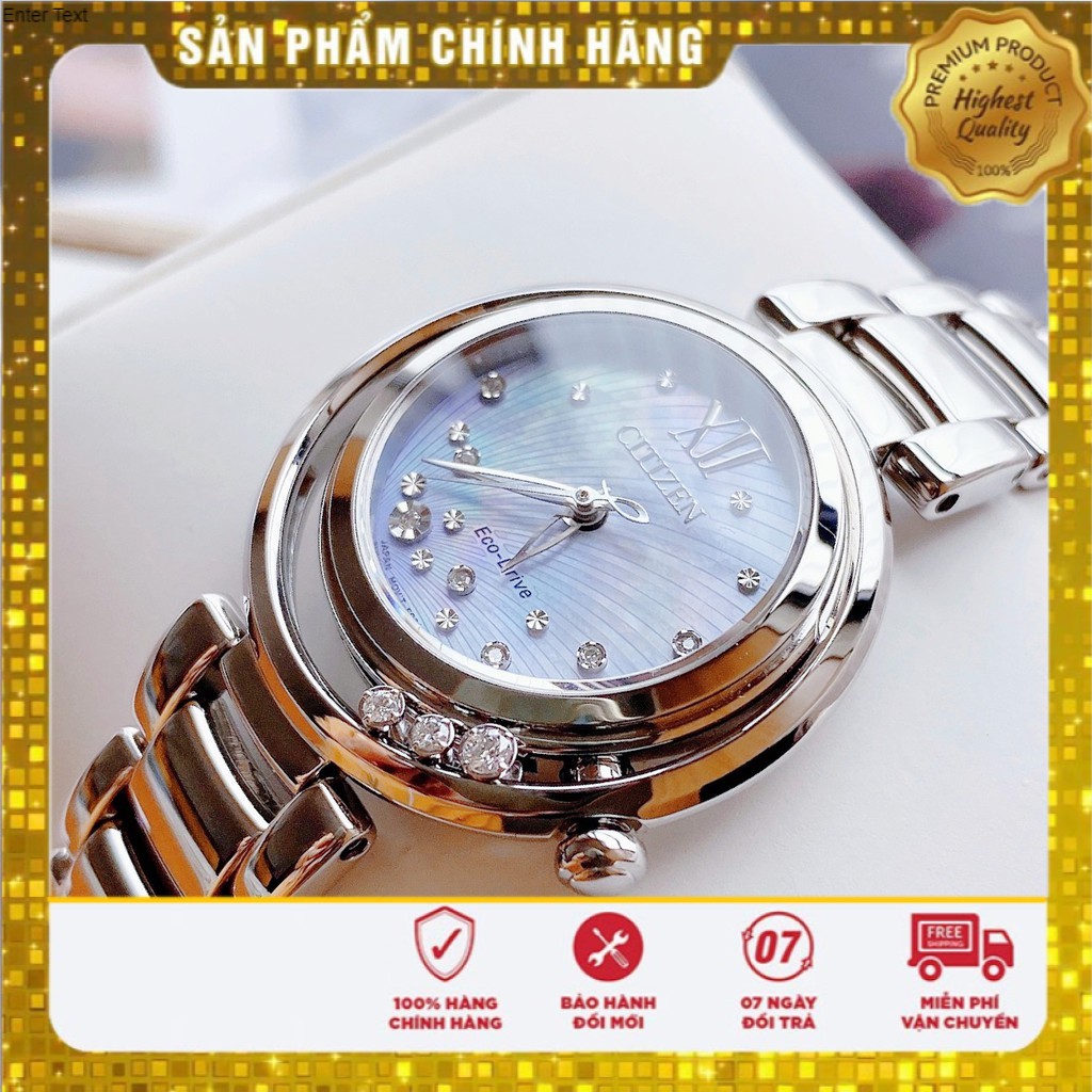 Đồng hồ nữ chính hãng Citizen sunrise EM0320-59D - Máy pin năng lượng ánh sáng - Kính Sapphire