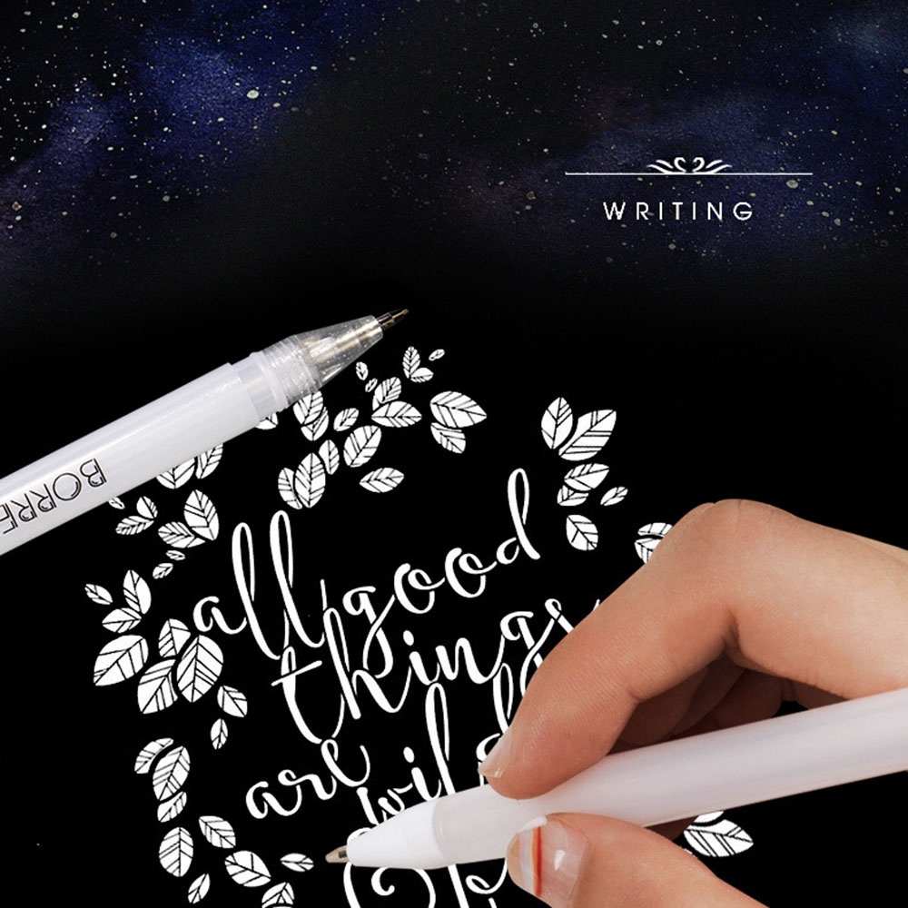 KMIME Bút Mực Gel Trắng Ngòi Mảnh 0.8mm Màu Đen Dành Cho Họa Sĩ Vẽ Phác Thảo